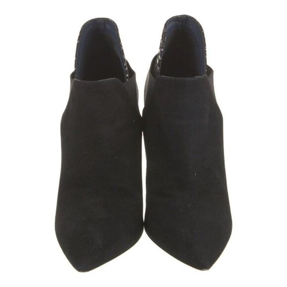 Pollini womens black silver Genuine Suede high heel bootie boots ankle 7.5 - Picture 3 of 8